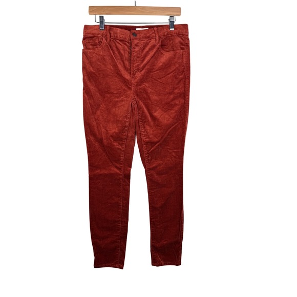 LOFT High Rise Skinny Button Fly Corduroy Pants size 8 Burnt Orange - Picture 1 of 9
